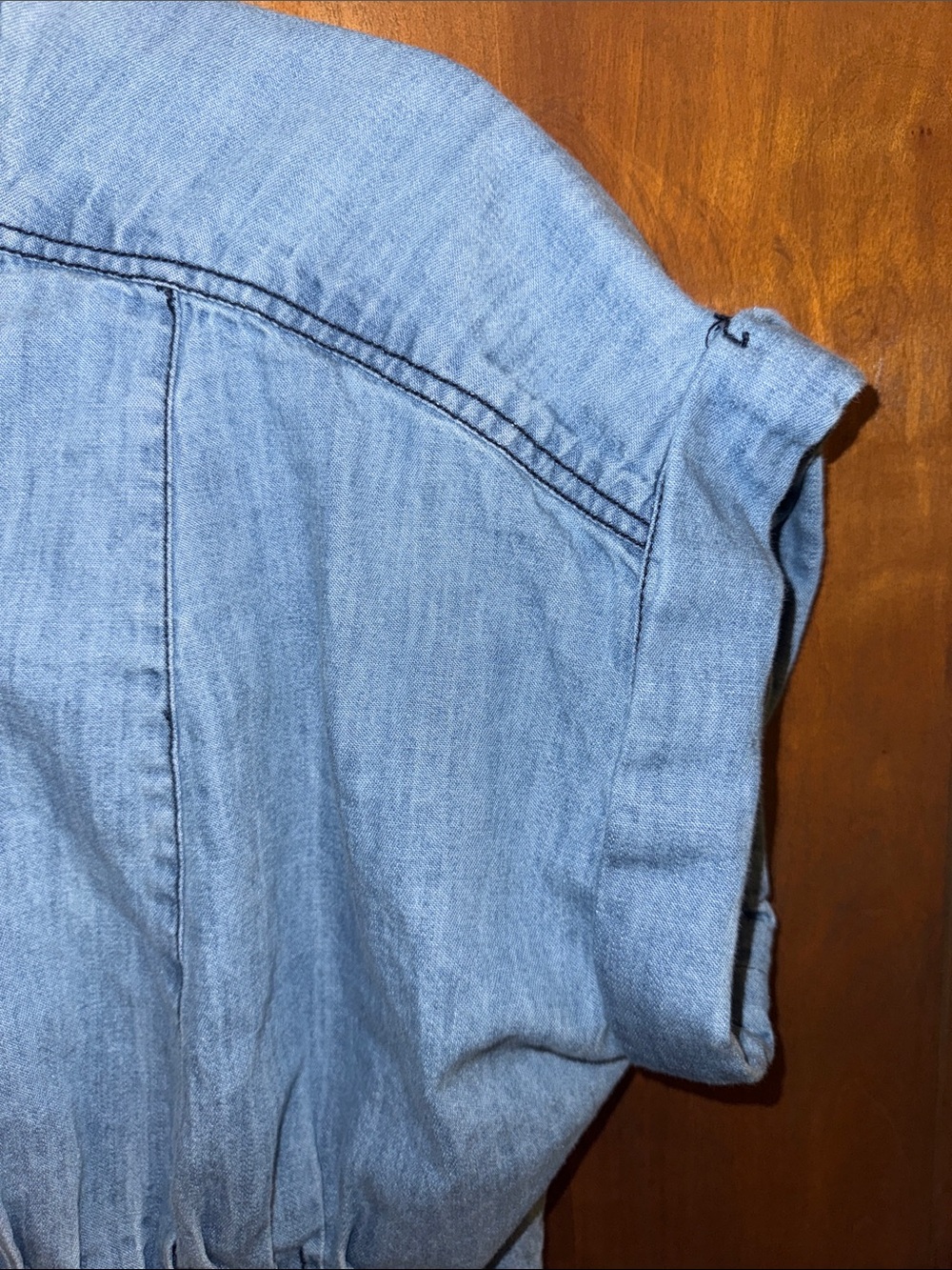 Anthropologie Pilcro Short Sleeve Pleated Denim Corset Blouse size XL. - Picture 4 of 12